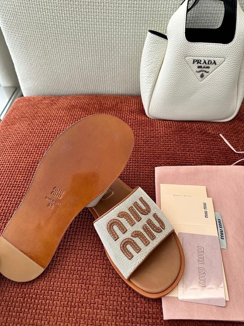 Canvas Logo Comfort Slides - women's shoes, detail view 9 | LUXIUM MARKET