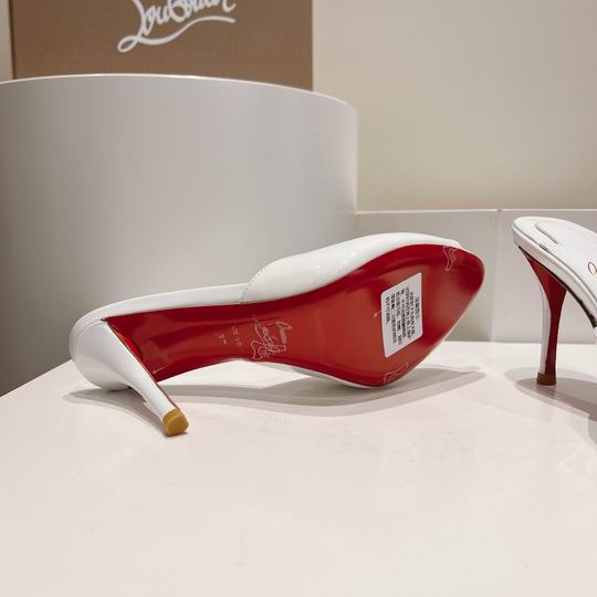 White Open-Toe High Heel Mules - women's shoes, detail view 5 | LUXIUM MARKET