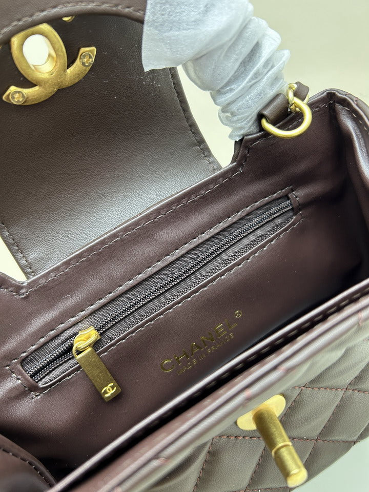 Chocolate Leather Mini Bag - women's bag, detail view 8 | LUXIUM MARKET