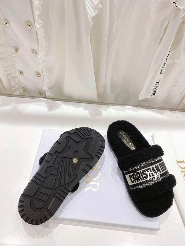 Plush Logo Detail Cozy Slides - women's shoes, detail view 5 | LUXIUM MARKET