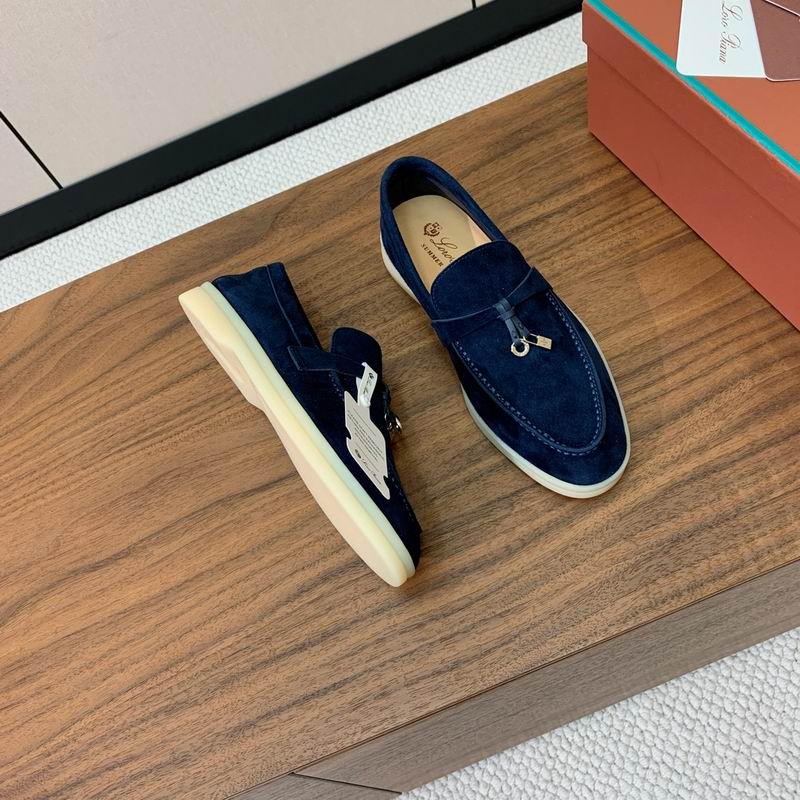 Navy Suede Loafers - women's shoes, detail view 5 | LUXIUM MARKET
