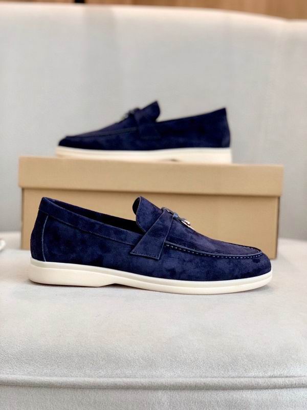 Dark Blue Suede Penny Loafers - men's shoes, detail view 5 | LUXIUM MARKET