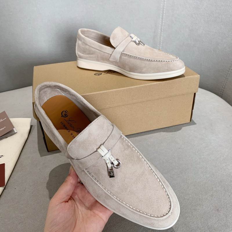 Light Beige Suede Penny Loafers - men's shoes, detail view 4 | LUXIUM MARKET
