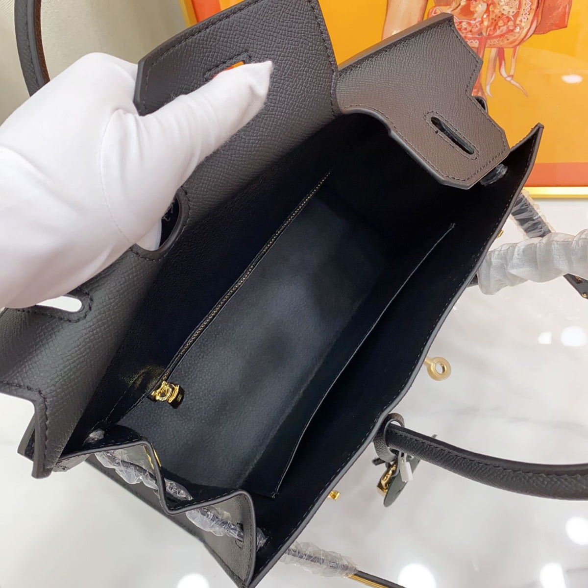 Classic Black Lock Handbag - women's bag, detail view 8 | LUXIUM MARKET