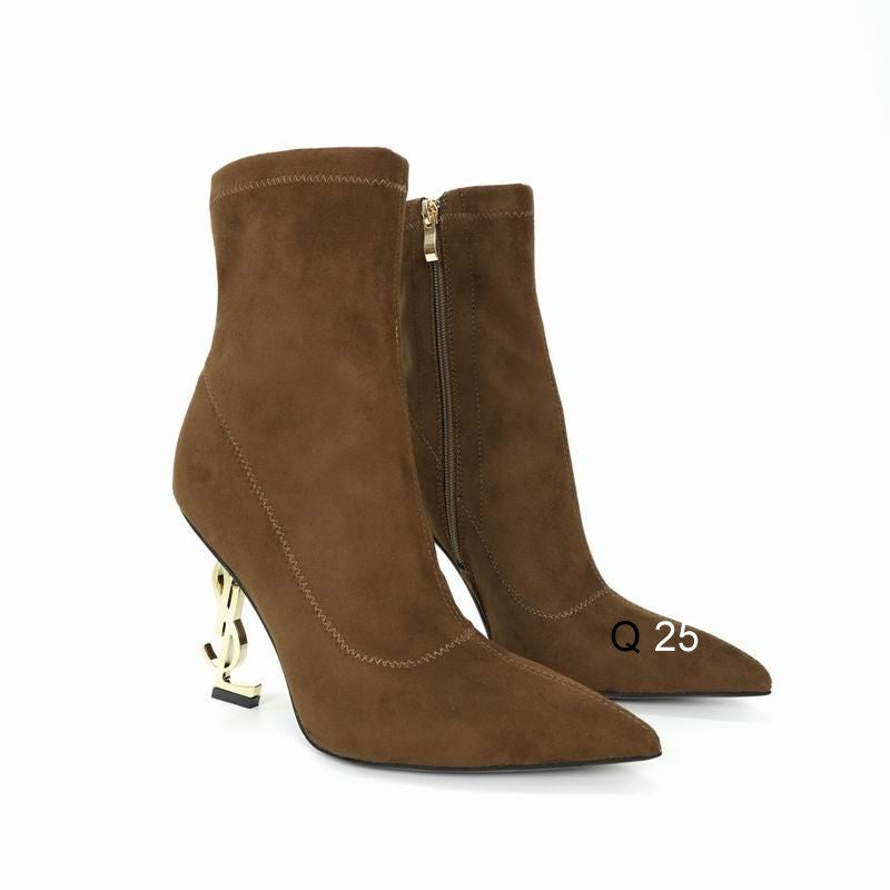 Pointed-Toe Ankle Boots with Sculpted Heel - women's shoes, detail view 8 | LUXIUM MARKET