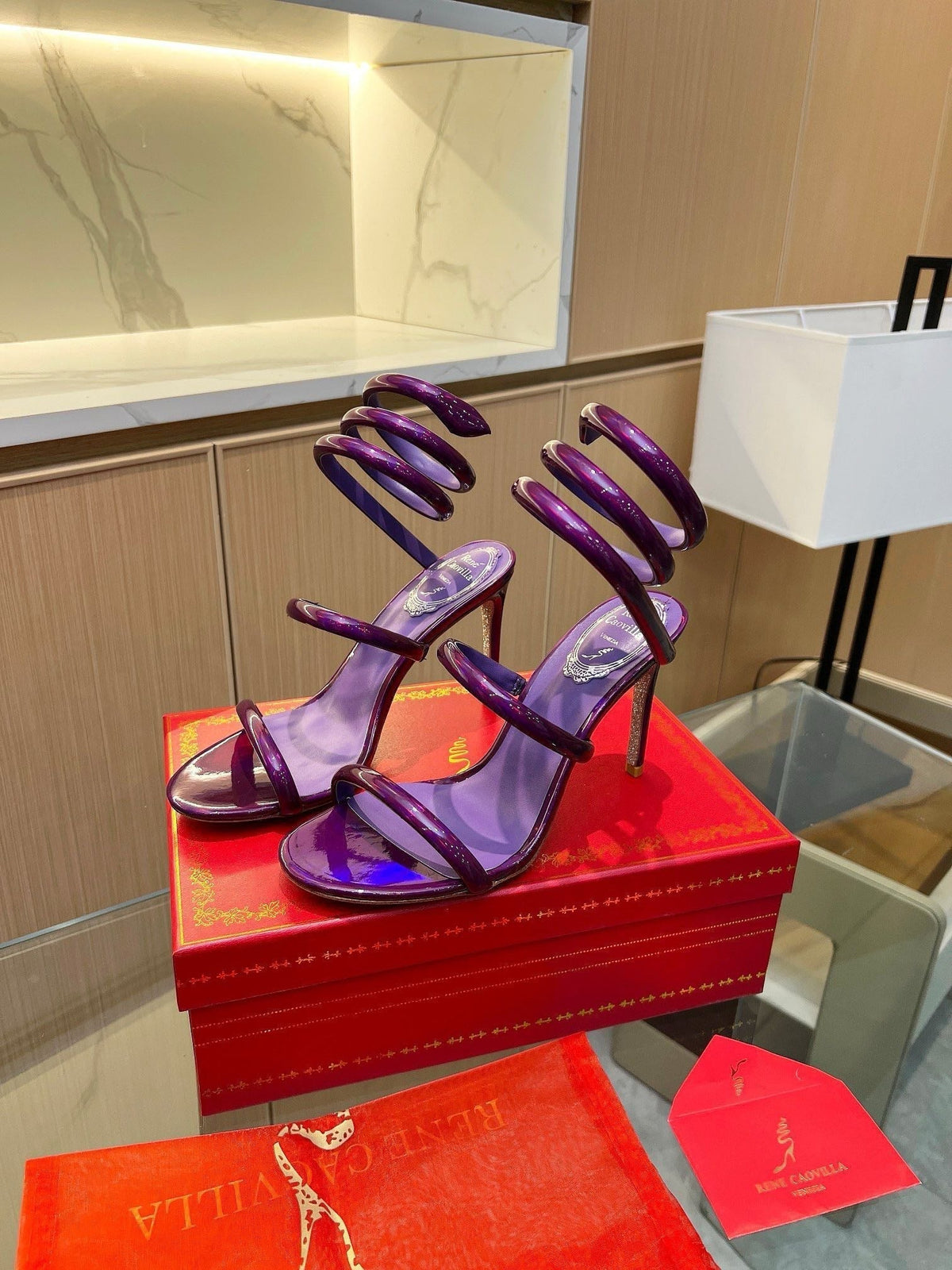 Velvet Snake Crystal Sandals - women's shoes, detail view 9 | LUXIUM MARKET