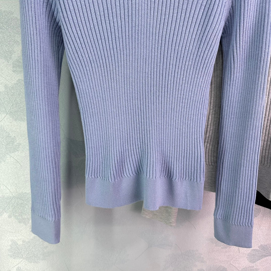 Ribbed High-Neck Wool Sweater - women's clothing, detail view 9 | LUXIUM MARKET