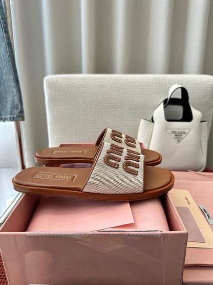 Canvas Logo Comfort Slides - women's shoes, detail view 5 | LUXIUM MARKET