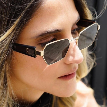 Rimless Gold Shield Sunglasses - women's accessory, detail view 19 | LUXIUM MARKET