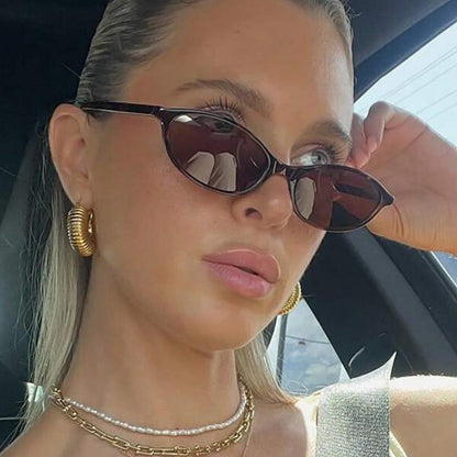 Slim Oval Acetate Sunglasses - women's accessory, detail view 4 | LUXIUM MARKET