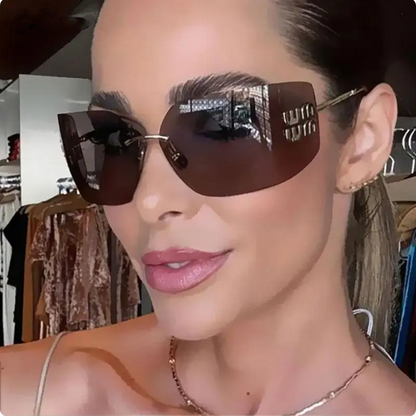 Rimless Gold-Tone Shield Sunglasses - women's accessory | LUXIUM MARKET