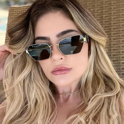 Rimless Gold Shield Sunglasses - women's accessory, detail view 18 | LUXIUM MARKET