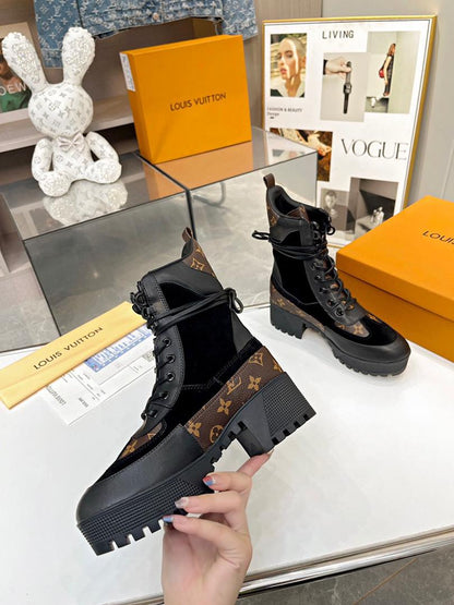 Premium Lace-Up Platform Combat Boots - women's shoes, detail view 7 | LUXIUM MARKET