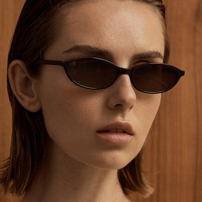 Slim Oval Acetate Sunglasses - women's accessory, detail view 5 | LUXIUM MARKET