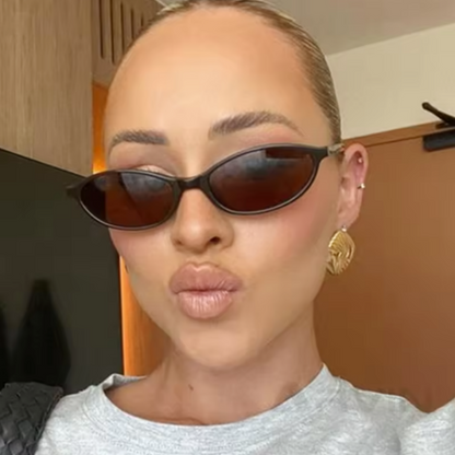 Slim Oval Acetate Sunglasses - women's accessory, detail view 6 | LUXIUM MARKET