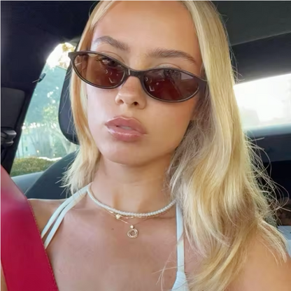 Slim Oval Acetate Sunglasses - women's accessory, detail view 8 | LUXIUM MARKET