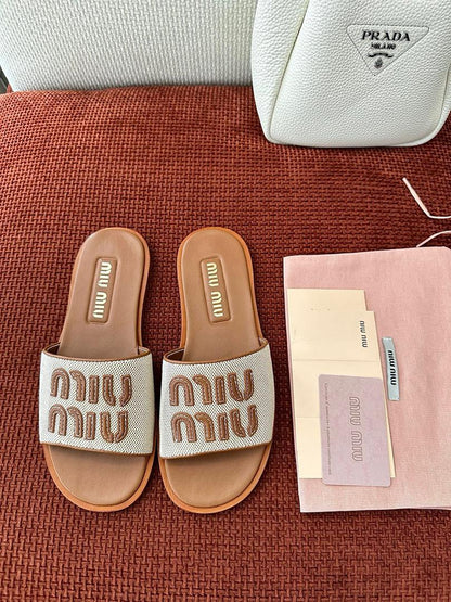 Canvas Logo Comfort Slides - women's shoes, detail view 2 | LUXIUM MARKET