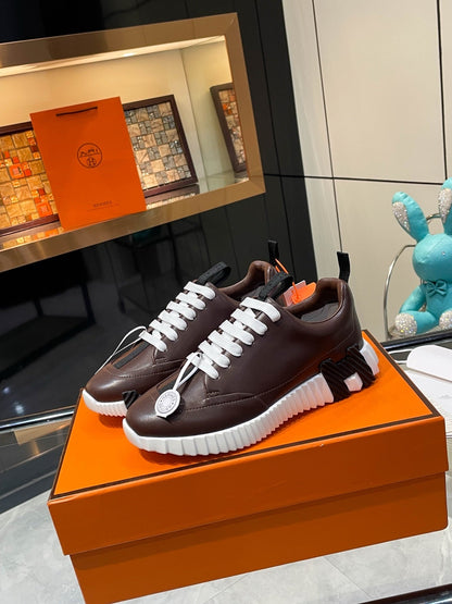 H Striped Leather Sneakers - men's shoes, detail view 7 | LUXIUM MARKET
