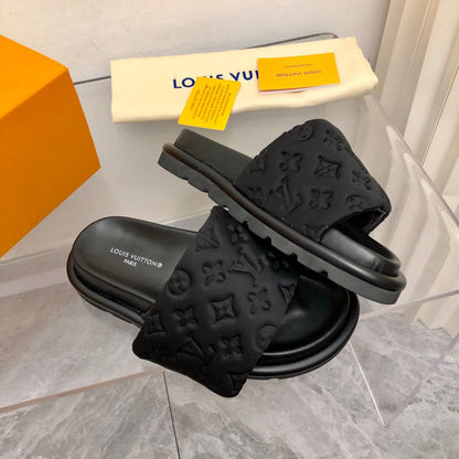 Midnight Embossed Comfort Slides - women's shoes, detail view 8 | LUXIUM MARKET