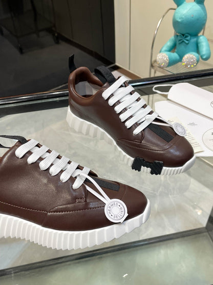 H Striped Leather Sneakers - men's shoes, detail view 4 | LUXIUM MARKET