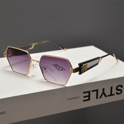 Rimless Gold Shield Sunglasses - women's accessory, detail view 7 | LUXIUM MARKET