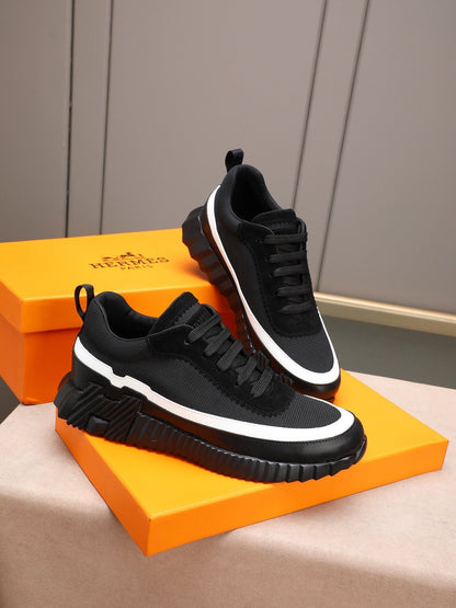 H Striped Leather Sneakers - men's shoes, detail view 4 | LUXIUM MARKET