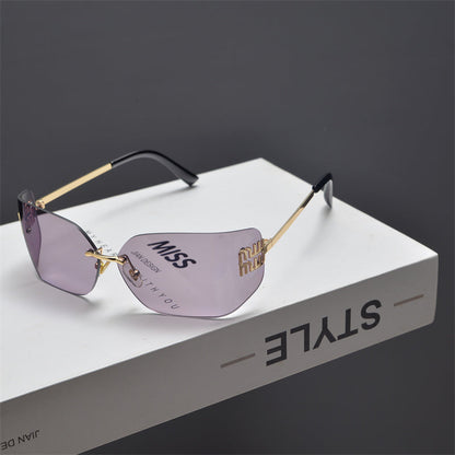 Rimless Gold-Tone Shield Sunglasses - women's accessory, detail view 14 | LUXIUM MARKET