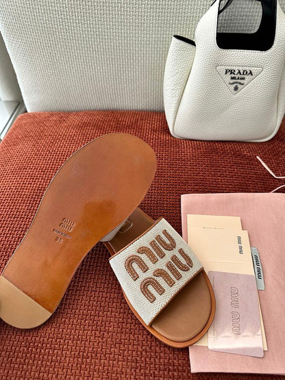 Canvas Logo Comfort Slides - women's shoes, detail view 9 | LUXIUM MARKET