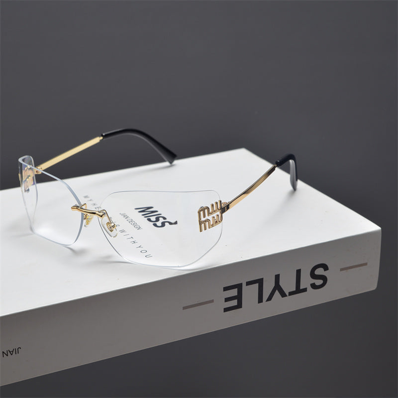 Rimless Gold-Tone Shield Sunglasses - women's accessory, detail view 15 | LUXIUM MARKET