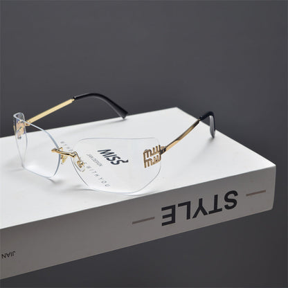 Rimless Gold-Tone Shield Sunglasses - women's accessory, detail view 15 | LUXIUM MARKET