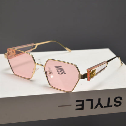 Rimless Gold Shield Sunglasses - women's accessory, detail view 9 | LUXIUM MARKET
