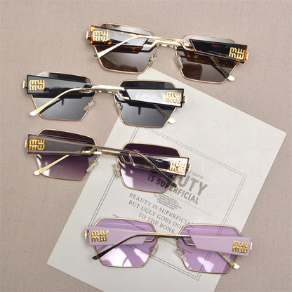 Rimless Gold Shield Sunglasses - women's accessory, detail view 3 | LUXIUM MARKET