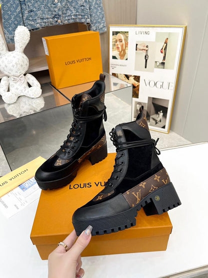 Premium Lace-Up Platform Combat Boots - women's shoes, detail view 4 | LUXIUM MARKET