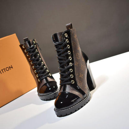 Monogram Luxe Lace-Up Ankle Boots - women's shoes, detail view 5 | LUXIUM MARKET