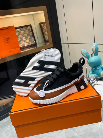 H Striped Leather Sneakers - men's shoes, detail view 2 | LUXIUM MARKET