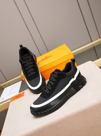 H Striped Leather Sneakers - men's shoes, detail view 8 | LUXIUM MARKET