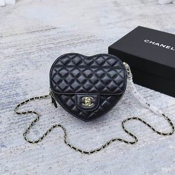 Black Leather Heart Mini Bag - women's bag | LUXIUM MARKET