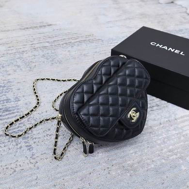 Black Leather Heart Mini Bag - women's bag, detail view 3 | LUXIUM MARKET