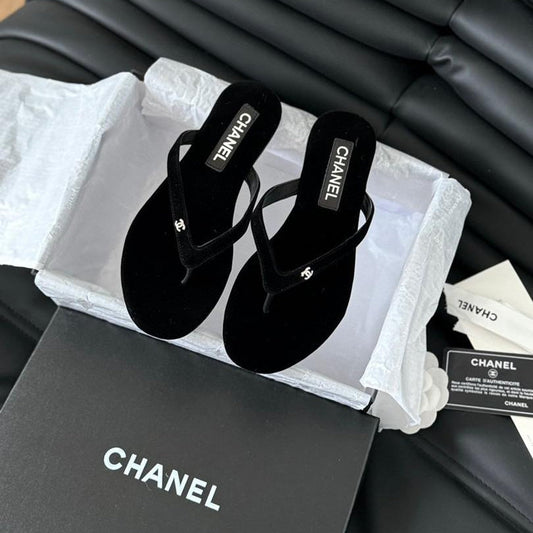 Velvet Minimal Thong Slides