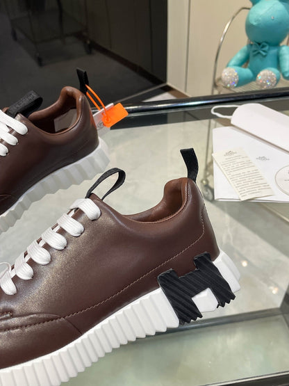 H Striped Leather Sneakers - men's shoes, detail view 8 | LUXIUM MARKET