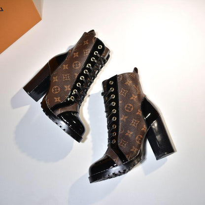 Monogram Luxe Lace-Up Ankle Boots - women's shoes, detail view 7 | LUXIUM MARKET