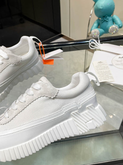 H Striped Leather Sneakers - men's shoes, detail view 6 | LUXIUM MARKET