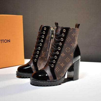 Monogram Luxe Lace-Up Ankle Boots - women's shoes | LUXIUM MARKET