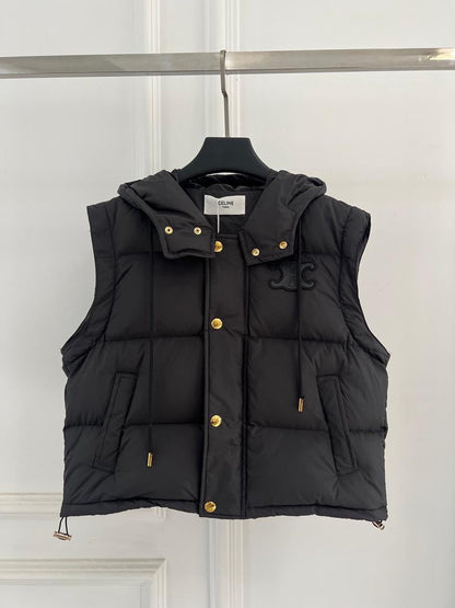 Black Hooded Puffer Jacket - women's clothing, detail view 6 | LUXIUM MARKET