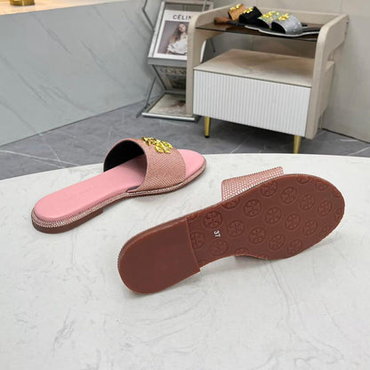Blush Crystal Luxe Slides - women's shoes, detail view 5 | LUXIUM MARKET
