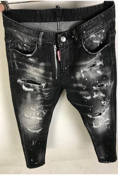 Slim-Fit Distressed Denim Jeans - men's clothing, detail view 2 | LUXIUM MARKET