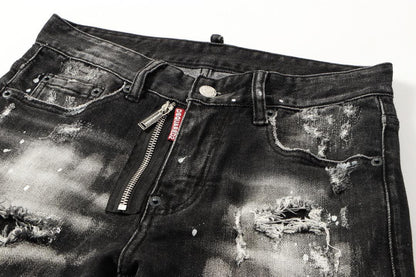 Slim-Fit Distressed Denim Jeans - men's clothing, detail view 7 | LUXIUM MARKET