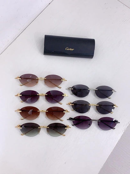 Luxury Oval Rimless Sunglasses - women's accessory, detail view 2 | LUXIUM MARKET