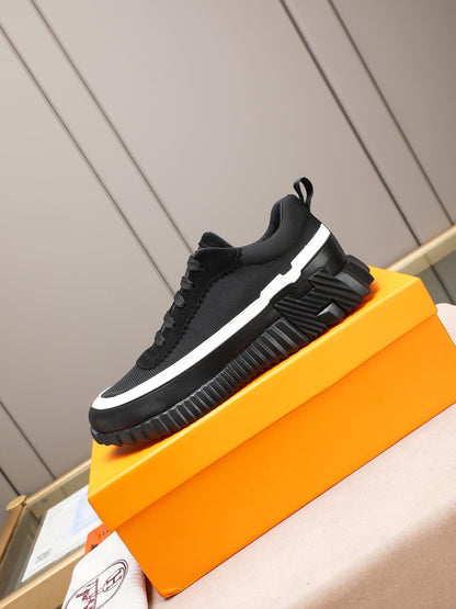 H Striped Leather Sneakers - men's shoes, detail view 5 | LUXIUM MARKET