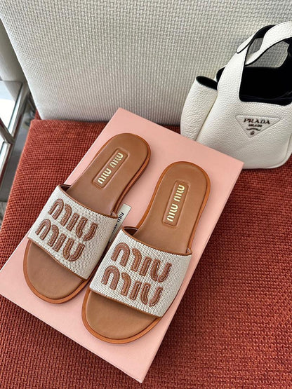 Canvas Logo Comfort Slides - women's shoes, detail view 3 | LUXIUM MARKET
